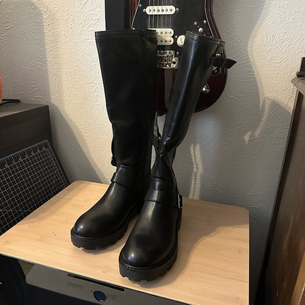 *brand new* madden girl lug sole black faux leather boots NWOT